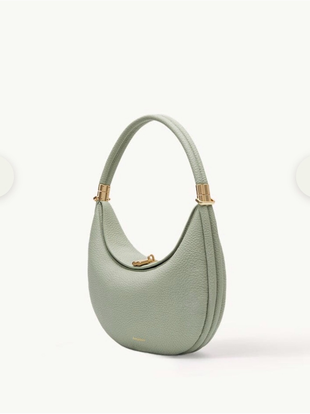 Songmont Pebbled Luna Jade Crescent Hobo Bag with Gold Hardware
